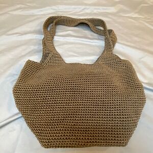 The Sak Crochet Shoulder Bag Tan Neutral Woven Textured Boho Chic